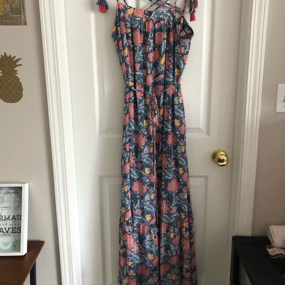 Ann Taylor LOFT Floral Maxi Dress w Tassel Straps - Picture 8 of 8